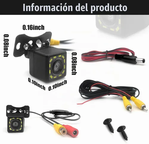 Vista 2 de QUICTO - Cámara de respaldo para auto, impermeable, ultra HD, 12 LED, visión nocturna, vista trasera, cámara de ángulo amplio de 170°, marco largo