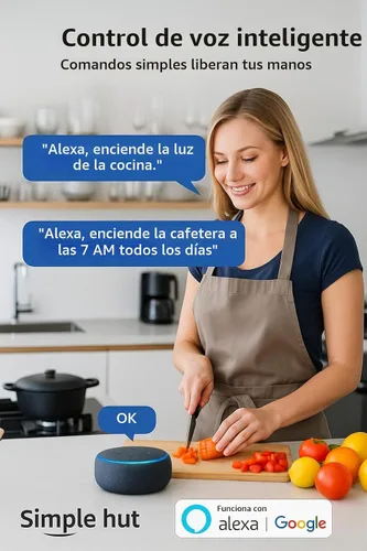 Vista 3 de Enchufe inteligente compacto, funciona con Alexa y Google Assistant, aplicación Smart Life y control de voz, monitoreo de energía, programación