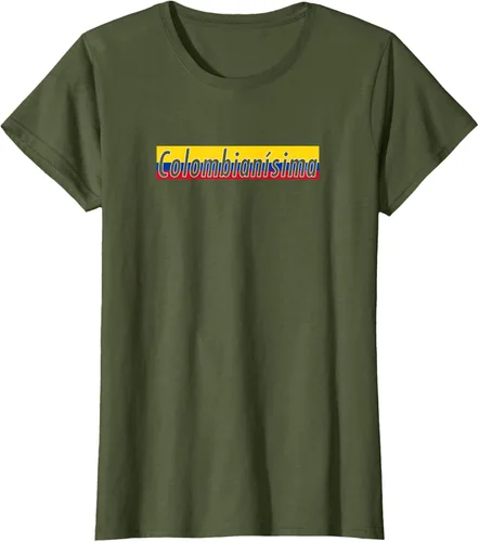Vista 65 de Camisas Colombianisima Colombia para mujer Bandera de Colombia, Negro, S