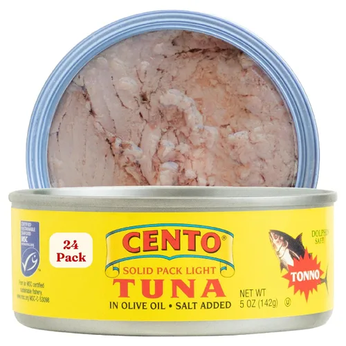 Vista 7 de Cento Solid Pack - Atún ligero en aceite de oliva, 3 onzas (paquete de 12), alto contenido en proteínas, certificado MSC, atún capturado