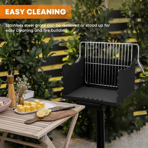 Vista 7 de Stanbroil Barbacoa de carbón para exteriores, parrilla de barbacoa de acero resistente con rejilla de cocina de acero inoxidable y poste sobre/bajo