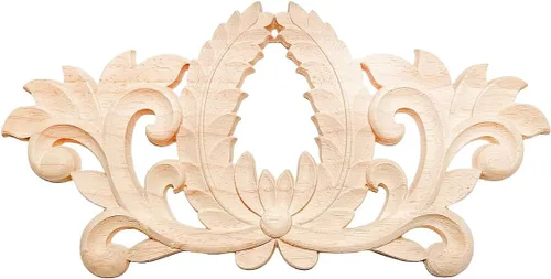Vista 12 de Apliques de madera tallada en madera tallada calcomanía sin pintar muebles cama puerta gabinete decoración (01,12x9cm/4.72x3.54inch)