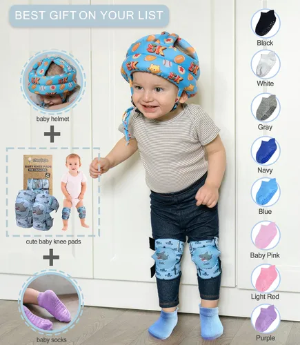 Vista 7 de Paquete: Casco de bebé y calcetines para niños pequeños con pinzas
