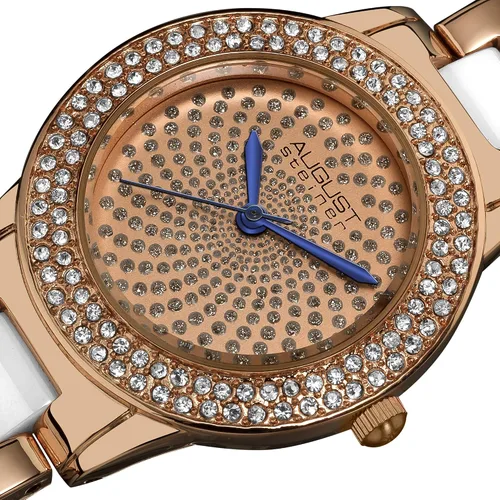 Vista 2 de August Steiner Women's Crystal Glitz Watch - Crystal Filled Bezel On Ceramic Link Bracelet - AS8052