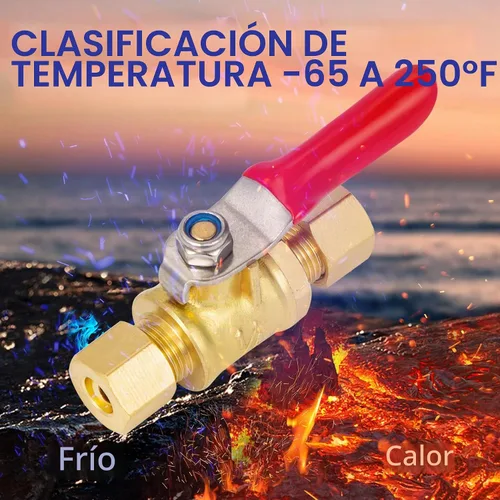 Vista 4 de Mini Válvula de Bola de Latón Sin Plomo con Interruptor de Cierre, Conexión de Compresión de 1/4 pulgada por Conexión de Compresión de 1/4 pulgada