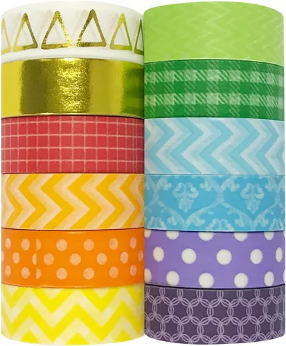 Vista 2 de ALLYDREW Rainbow Bright Washi Tapes, juego de 12
