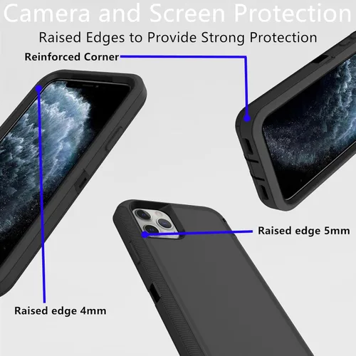 Vista 4 de Funda protectora resistente para iPhone 11 Pro Max, a prueba de polvo, a prueba de golpes, protección contra caídas, 3 en 1, funda resistente