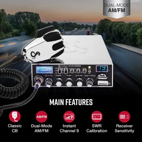 Vista 3 de Cobra Radio CB profesional de 29 LTD - Radio de emergencia CB AM/FM de 4 vatios con 40 canales completos