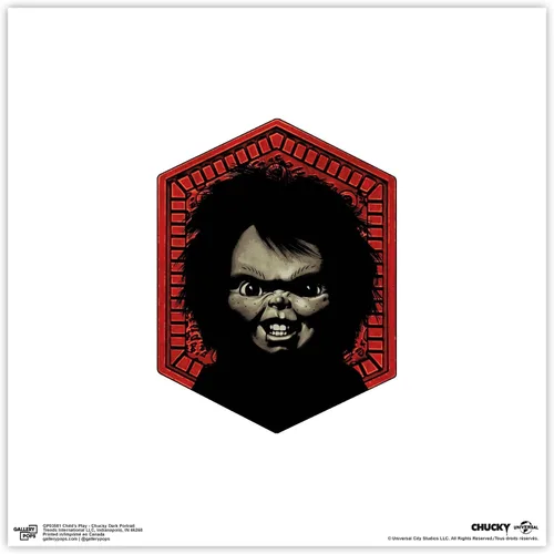Vista 9 de Trends International Gallery Pops Play - Arte de pared de retrato oscuro de Chucky, versión enmarcada negra, 12 x 12 pulgadas