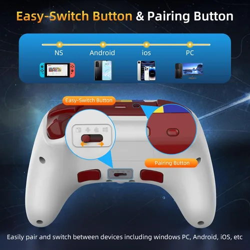 Vista 3 de IINE Switch Pro Controller with Hall Effect JoystickTrigger, (No Drift) Wireless Switch Controllers, Switch Remote Gamepad for