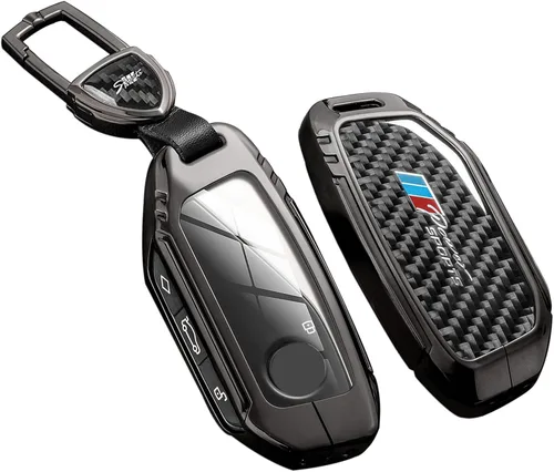 Vista 25 de Funda para llavero BMW con llavero, fibra de carbono real, protección de aleación de zinc, compatible con BMW 1 3 4 5 6 7 Series X1 X3 X4 M5 M6 GT3