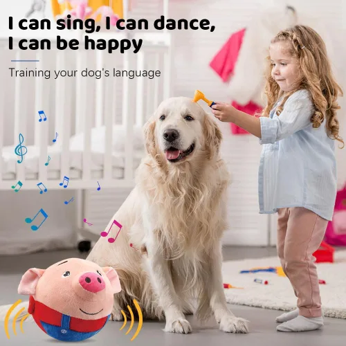 Vista 5 de ROWPOZ Juguete de peluche para mascotas en movimiento activo actualización 2025, juguete de bola chirriante para perro, juguete interactivo