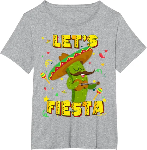Vista 56 de Cinco De Mayo - Camiseta de regalo con sombrero de cactus Let's Fiesta, Negro, S