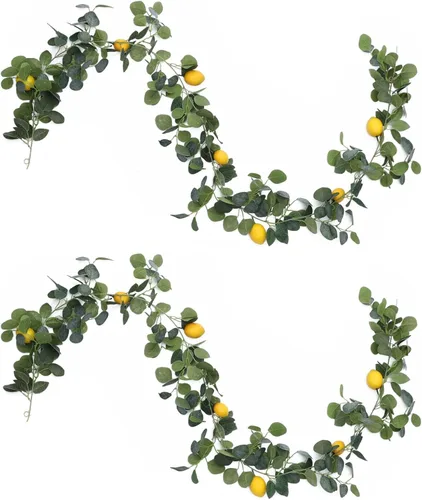 Vista 10 de IUIBMI Guirnalda de limón artificial de 6 pies, guirnalda de frutas de primavera con limones artificiales para puerta delantera, hogar, cocina