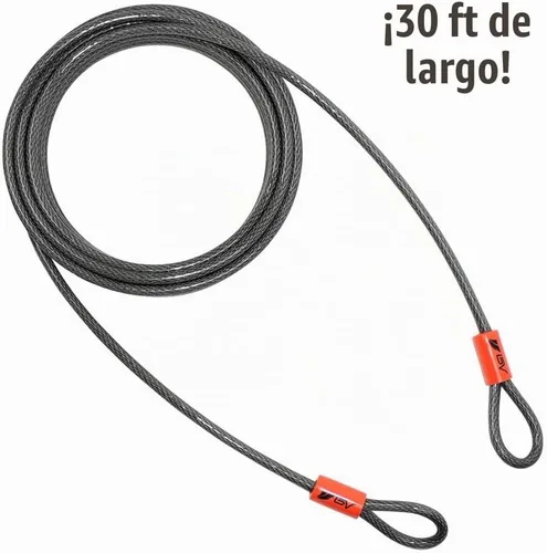 Vista 2 de BV Cable de seguridad resistente de 30 pies con bucles - 9,5 mm (3/8 pulg.) de acero trenzado resistente a cortes - Versátil y a prueba de Única
