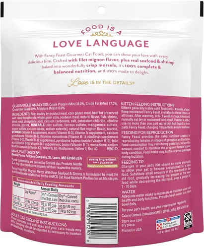 Vista 8 de Fancy Feast Purina - Alimento seco para gatos, sabor filet mignon con mariscos y camarones reales, comida gourmet para gatos con vitaminas