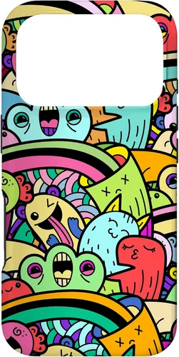 Vista 29 de iPhone 13 Monster Doodle Street Art Pattern, divertido estuche de estilo urbano