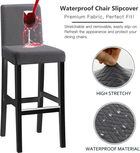 Vista 3 de Fundas para silla de bar de jacquard con respaldo, funda extraíble y lavable para silla de comedor giratoria corta, silla de comedor, silla de bar