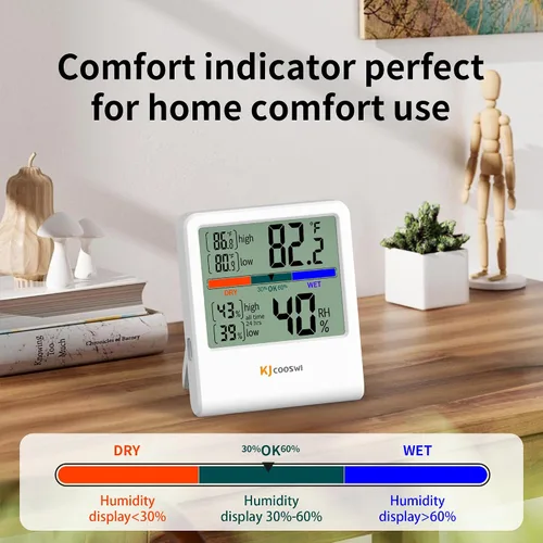 Vista 3 de Termómetro digital higrómetro, termómetro de pared interior de humedad con alta precisión, adecuado para invernadero, hogar y oficina, batería AAA