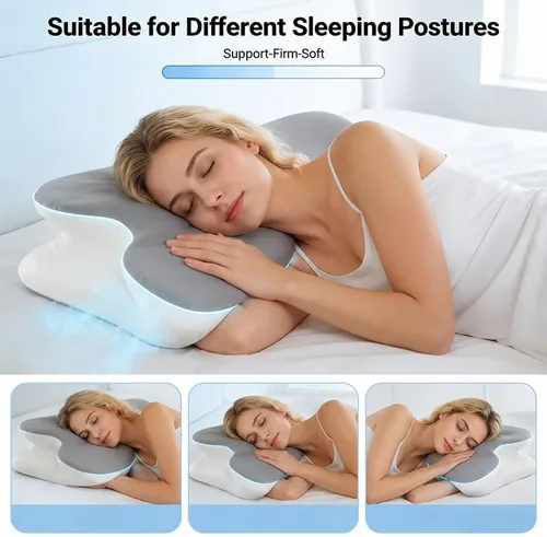 Vista 3 de Almohada cervical de espuma viscoelástica para soporte de Gris Oscuro