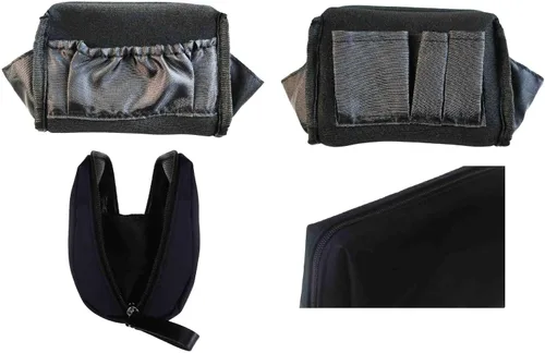 Vista 4 de Bolsa Pequeña de Maquillaje para Bolso Bolsa de Cosméticos Portátil Impermeable para Viaje Bolso de Maquillaje para Mujeres, Todo negro, Chico