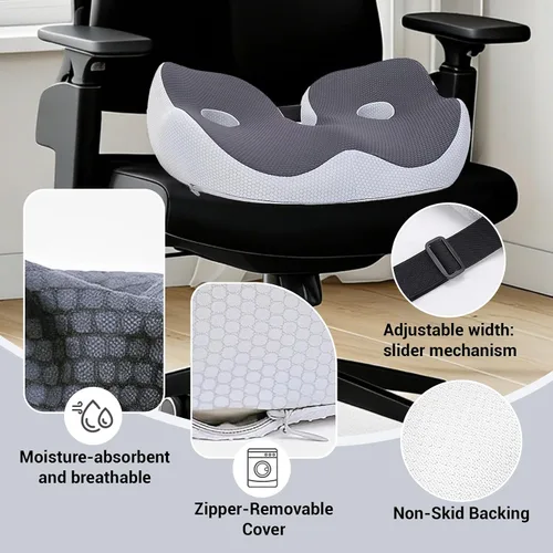 Vista 3 de Aptliton Ergonomic Memory Foam Seat Cushion ‑ Dark Gray