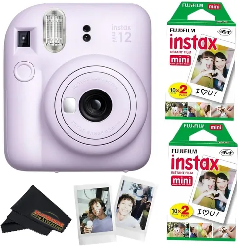 Vista 12 de Fujifilm Instax Mini 12 - Cámara instantánea (rosa flor) y paquete de película extra Fujifilm Instax Mini (40 hojas), cámara de película instantánea