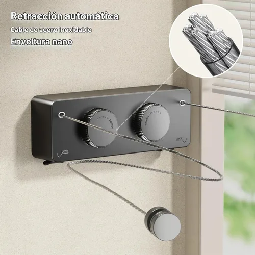 Vista 4 de MUSTORN Tendedero Retráctil Doble para Interiores, Línea de Ropa Retráctil para Exteriores que No se Comba de Servicio Pesado, Línea de Secado