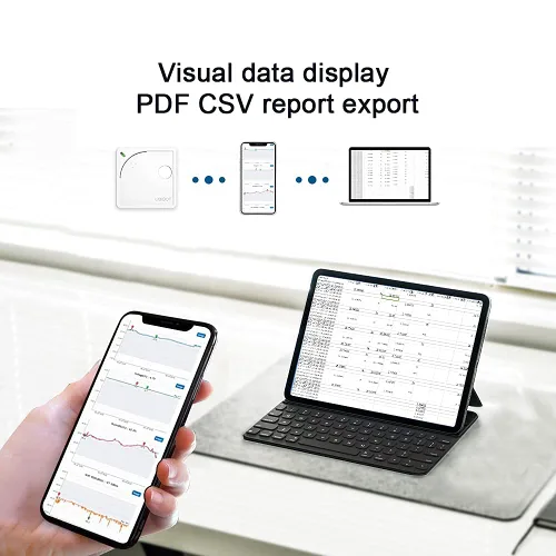 Vista 2 de Sensor ambiental WiFi WS1: temperatura, humedad, monitoreo de luz Sonda externa Alertas, informes de programación y uso compartido