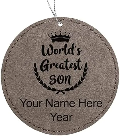 Vista 7 de LaserGram Adorno de Navidad personalizado, el hijo más grande del mundo, piel sintética, idea de regalo personalizada grabada con láser
