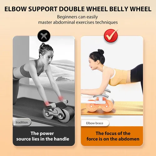 Vista 3 de Uota Rueda abdominal de rebote automático con soporte para codo,Rodillo abdominal para máquina de ejercicio abdominal,Equipo de entrenamiento