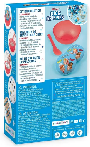 Vista 4 de Make It Real: Kellogg's Cerealsly Cute - Rice Krispies - Kit de pulsera de bricolaje, 178 piezas, dijes de Snap-Crackle-Pop, crea 4 pulseras