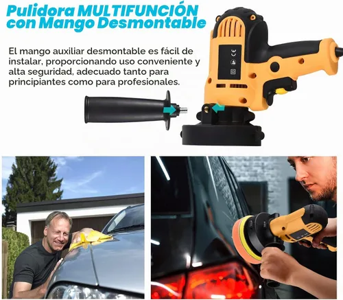 Vista 3 de Pulidora de búfer, cera de tampón Geevorks de 5 pulgadas, pulidora de coche de velocidad variable 600-3700 RPM con mango desmontable, 6 almohadillas