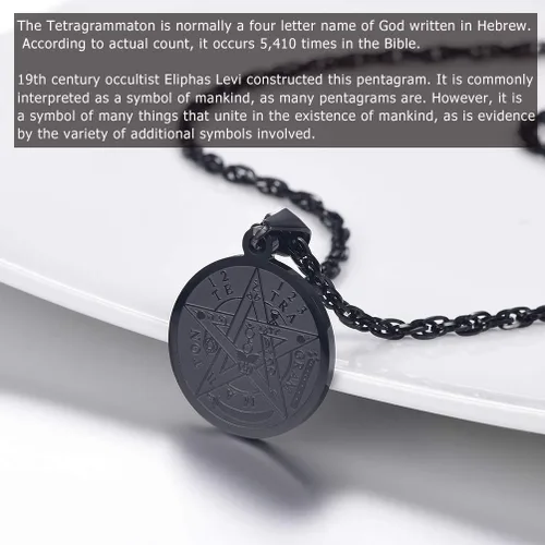 Vista 3 de PROSTEEL Collar de pentáculo de tetragrammaton, personalizable disponible, protección del pentagrama Eliphas Levi's, amuleto Wiccan, mágico