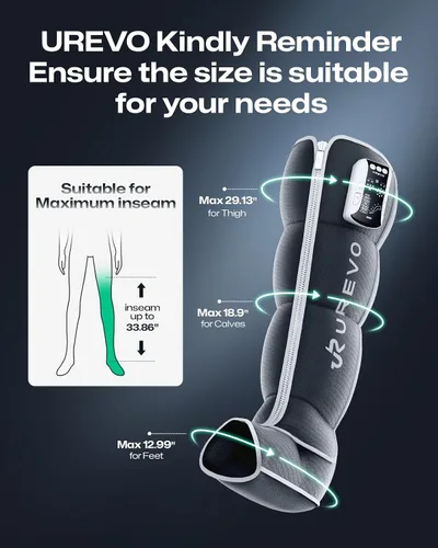 Vista 9 de UREVO Smart Leg Recovery PT Pro, tecnología patentada de masaje con tecnología de masaje recargable inalámbrica de compresión de aire