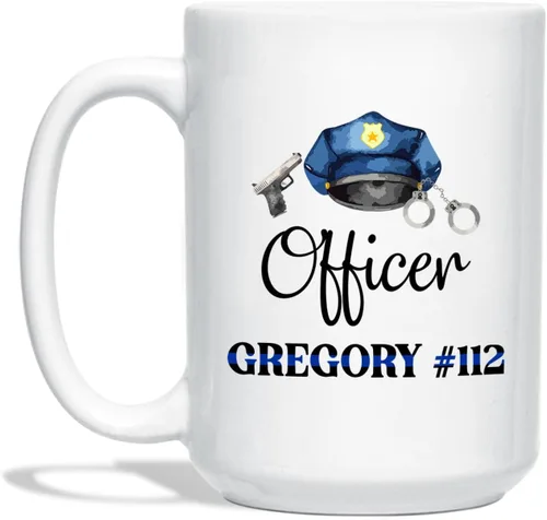 Vista 18 de Taza de café personalizada de policía de regalo para amigo compañero de trabajo, I Never Dreamed I'd Grow Up To Be A Cop Taza de café de cerámica