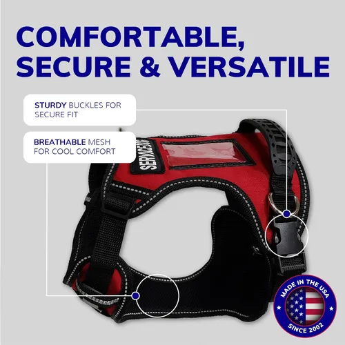 Vista 7 de ActiveDogs - Arnés para perro de servicio, ajustable, sin tirones, para perros pequeños, con parche para perro de servicio, asa, ventana