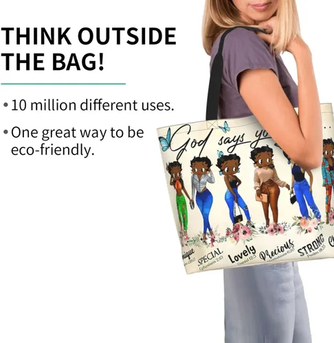 Vista 3 de Bolso de mano para mujer, bolso de mano afroamericano, bolso de hombro negro Queen para mujer, bolso de hombro casual, calidad premium