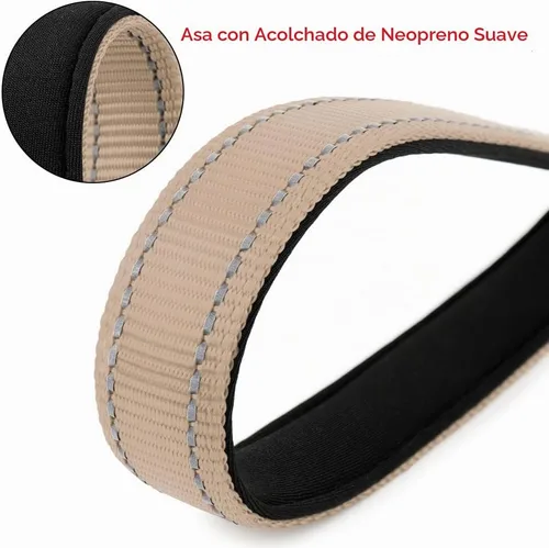 Vista 4 de PLUTUS PET Correa corta para perro, mango acolchado de nailon reflectante, correa de tráfico fuerte con clip de mosquetón, perfecta para perros Beige