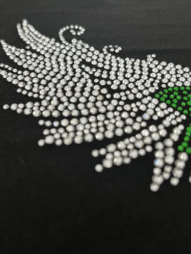 Vista 2 de Diseño de diamantes de imitación termoadhesivos con diseño de alas de ángel y rosas para transferencias de calor para camisas