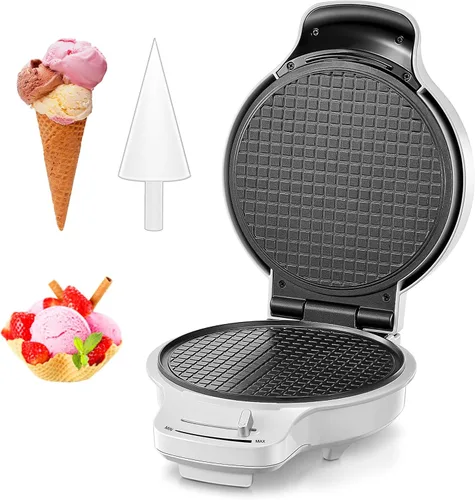 Vista 10 de FOHERE Máquina para hacer conos de gofres y fabricar tazones de helado con control de temperatura, tazón de gofre antiadherente de doble cara