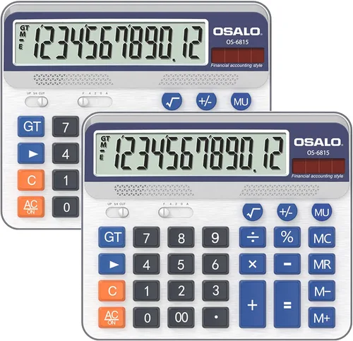 Vista 18 de Calculadora de escritorio, pantalla LCD extra grande, botón de computadora, calculadora de contabilidad de 12 dígitos (OS-2135 Pro-2Pcs)