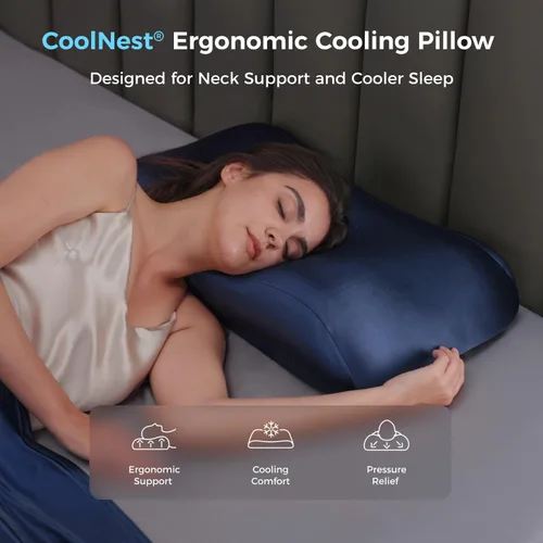 Vista 2 de Sweetnight CoolNest - Almohada refrescante tamaño Queen, almohada para Azul