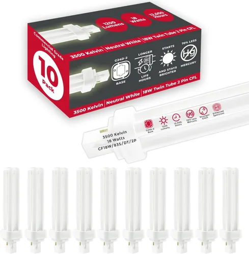 Vista 19 de GoodBulb Bombillas CFL de 13 W, base GX23 de 2 pines, 2700 K, blanco suave, 13 W, alto rendimiento, 800 lúmenes, bombillas fluorescentes compactas