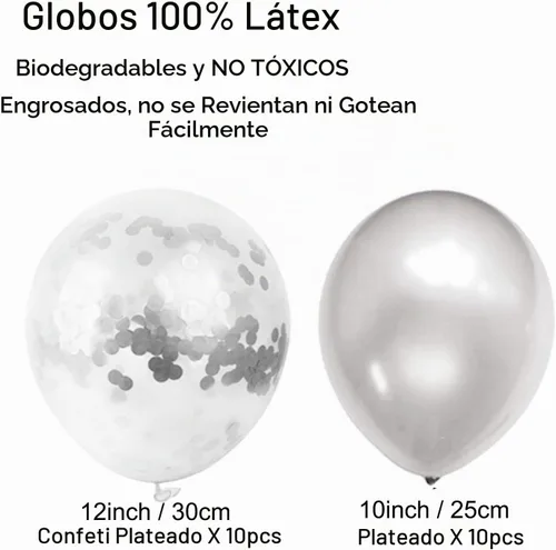 Vista 5 de ZERODECO Decoraciones de fiesta de cumpleaños plateadas: globos de aluminio de feliz cumpleaños, mantel, cortinas, bandera de pastel, formas