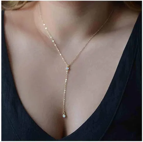 Vista 2 de Olbye - Collar para mujer, diseño de piedra lunar facetada, para mujeres y niñas
