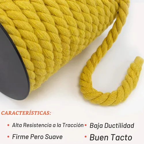 Vista 4 de JeogYong Cordón de macramé de 10mm, 22.86 metros de cuerda de macramé de algodón natural, hilo de 3 hebras torcido de algodón, cuerda de macramé