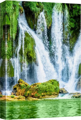 Vista 30 de wall26 Lienzo impreso para pared, cascada de montaña islandesa al anochecer, naturaleza, desierto, fotografía, realismo, paisaje decorativo