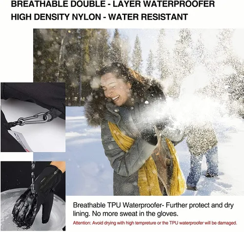 Vista 4 de Balhvit -10 Waterproof Winter Gloves for Men Women Breathable Thermal Gloves 5-Layer Touch Screen Cold Weather Gloves