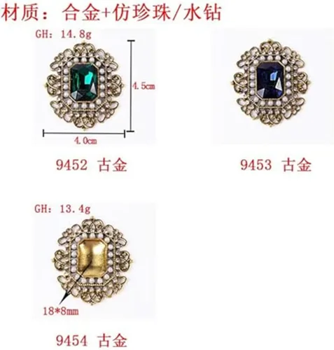 Vista 5 de Broche de perlas de diamantes de imitación vintage, tono dorado, vintage, barroco, rectangular, de cristal, perla, estilo victoriano, bohemio